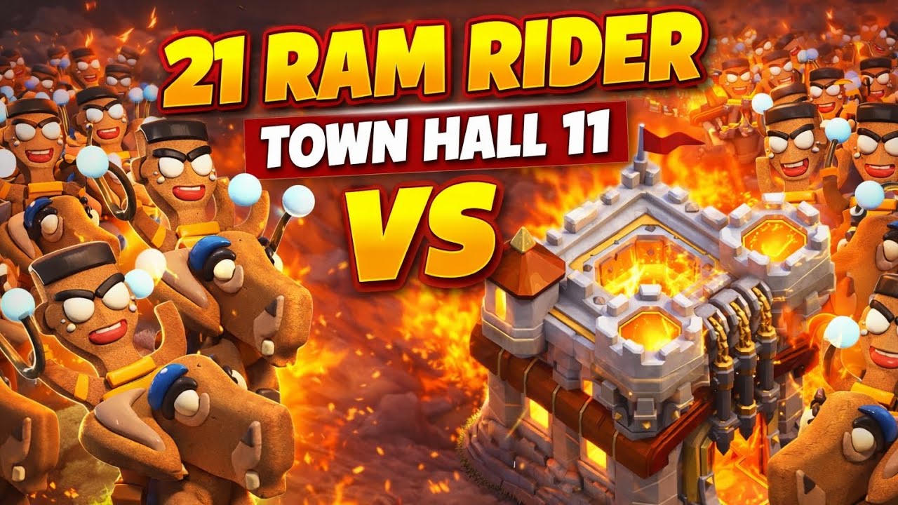 21 RAM RIDERS vs TOWN HALL 11 😱 | Can TH11 Survive This Attack? 🤐