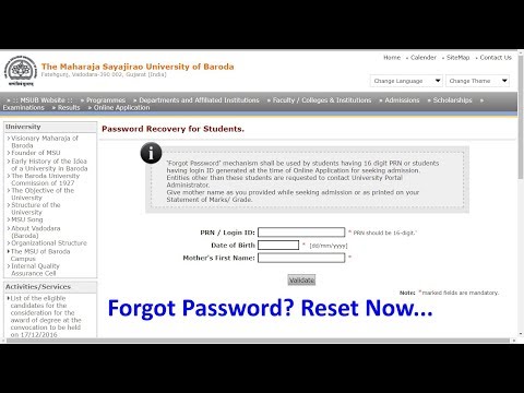 MSUBARODA - Digital University | Forget password? (Hindi)
