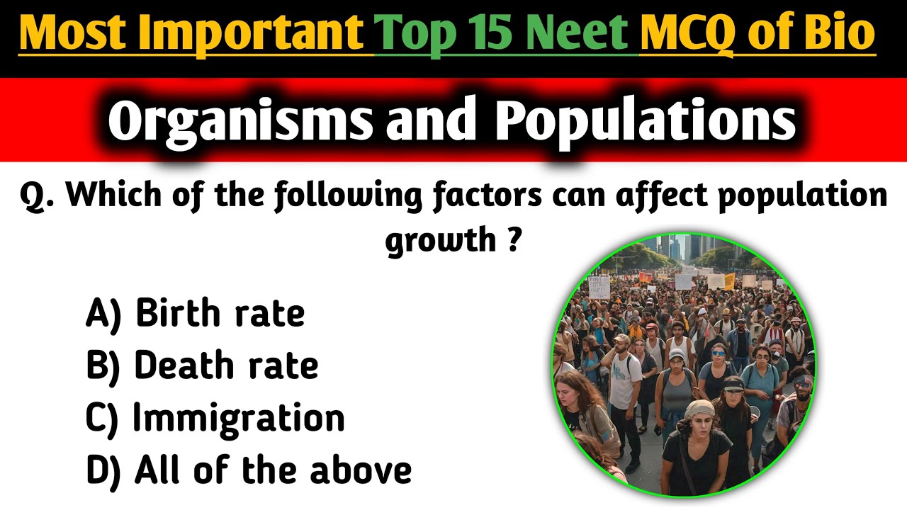 Neet 2025 Biology MCQs | Organisms and Populations Most Important Neet ...