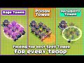 Finding the best SPELL TOWER for every troop | Clash of Clans