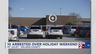 Mt. Juliet police arrest 10 over holiday weekend