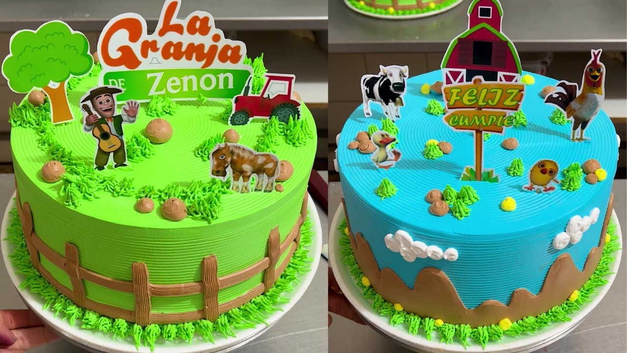 decoracion de pastel de la granja de zenon || idea de decoracion de pastel  de la granja de zenon - YouTube