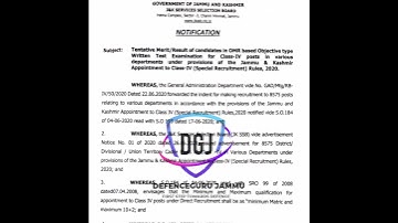 Jkssb class IV result out || Big update🔥 | For pdf join Defenceguru jammu telegram