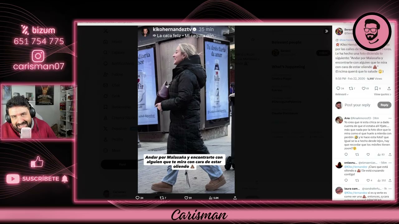 REPUGNANTE GESTO DE KIKO HERNANDEZ A ROCIO FLORES POR EL CENTRO DE MADRID