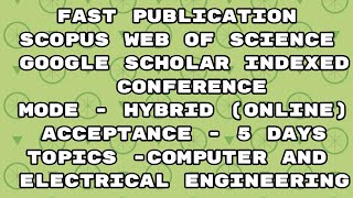 International online conference / 5 days for scopus  web of science indexed journals acceptance