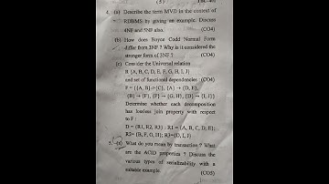 BCA DBMS exam paper 2022 | shorts |