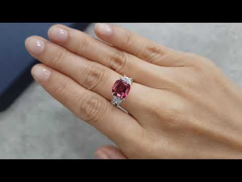 Vivid pink rubellite in cushion cut 2.95 ct, Africa Video  № 2