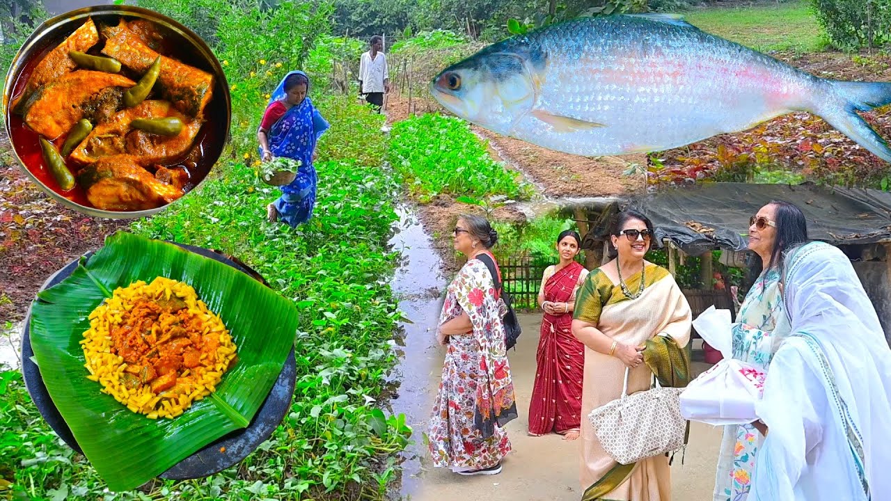 দিল্লী ও আমেরিকা থেকে আসা কাকিমাদের জন্য মায়ের হাতে স্পেশাল সেদ্ধ ইলিশ ভেটকি ভাজা ও তাজা পালং রান্না