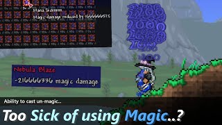 Getting ∞ seconds of Mana Sickness debuff in Terraria ─ Left me with negative magic damage...