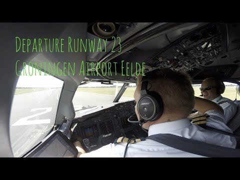 Departure runway 23 Groningen Airport Eelde (GRQ EHGG) a pilot's view