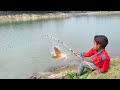 Fishing Video || The scenes of fishing in field canals are very pleasant and interesting | Hook trap