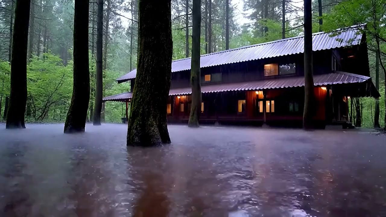 Soothing Rain on Metal Roof ASMR | Deep Forest Sleep Ambience | rain sounds for sleeping “