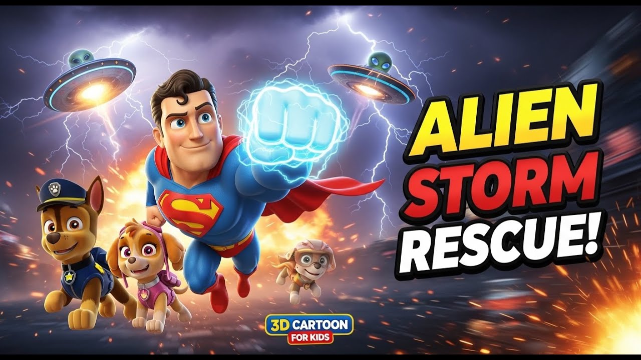 Paw Patrol vs Alien Storm with Superman! | 3D Cartoon for Kids