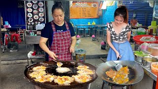 Amazing! Seafood Pad Thai and Seafood Omelette Serving by Thai Couple Chef | Thai Street Food