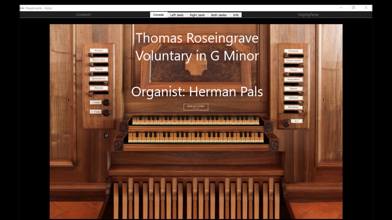 Thomas Roseingrave Voluntary in G Minor (Hauptwerk Azzio)