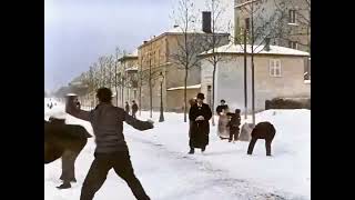 Snowball fight in France, 1896