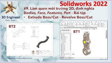 #9 Tự Học Solidworks 2022 - Lệnh Extrude, Revolve full option - Bài tập thực hành