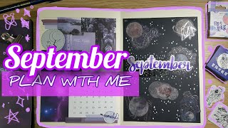🌙 Plan with me | September 2020 Bullet Journal Setup | Galaxy Theme |  Peachy Mitzie