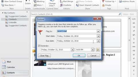 Outlook 2010 Set a Reminder for a Contact