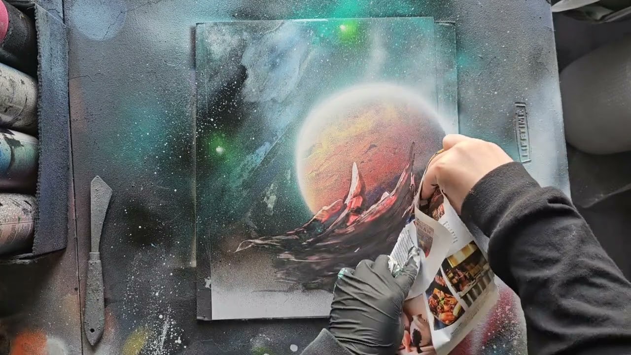 Quick Space Spray Paint Art - YouTube