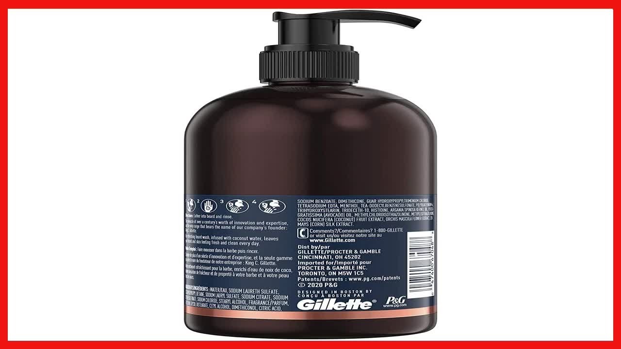 King C. Gillette Beard Wash, Mens Face Wash, 11 oz, Infused with Argan Oil and Avocado Oil