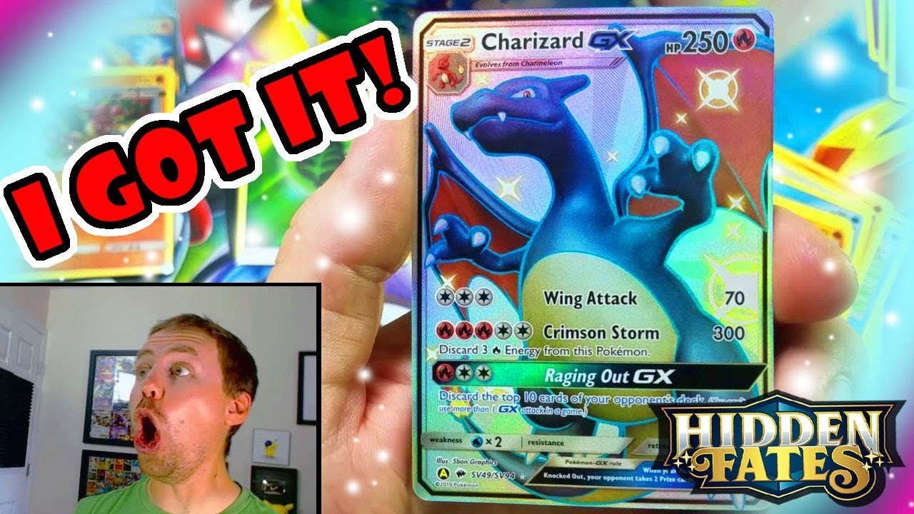 I Pulled The Best Pokemon Hidden Fates Card Shiny Charizard Gx Youtube