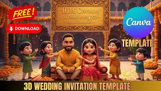 Free Wedding Invitation Canva Template Download | Indian Wedding Card Editable screenshot 3