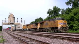 UP 7898 Passes Under the Coaling Tower in Nelson, Illinois on 6-14-09