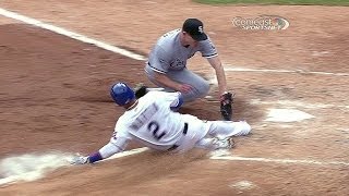 Johnson tags out Martin on play at the plate screenshot 2