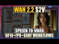 Wan 2.2 S2V [BF16+FP8+GGUF] Speech-to-Video in ComfyUI Tutorial + Workflows