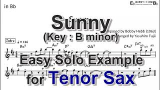 Sunny (B minor)  - Easy Solo Example for Tenor Sax