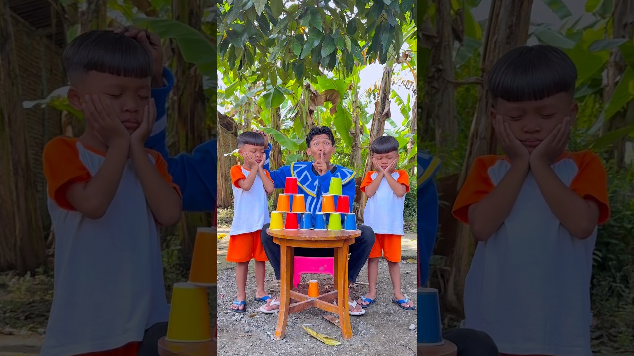 Funny baby twins and Colorful glass😆 