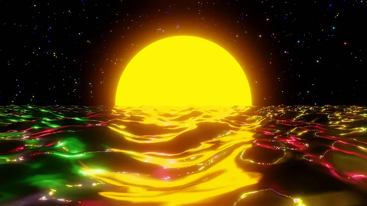 4K 80's Style Sunset - Colorful Stars - Abstract Ocean Free Motion Background