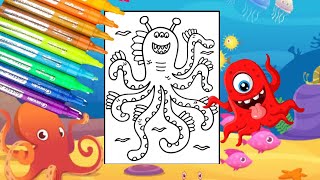 Cute Scary Monster Coloring | Octopus Monster 🐙 | ARTS R US screenshot 2