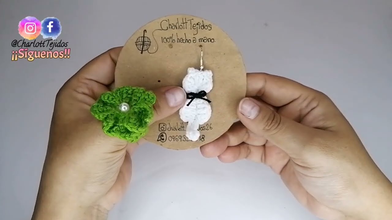 Pendientes o Aretes de Gatito 🐱 Tejidos a Crochet |fáciles y sencillos |Charlott Tejidos
