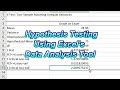 T Test Using Using Excel's Data Analysis Tool for Hypothesis Testing