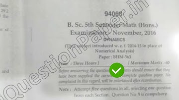 2016 Mdu BSc Math Hons 5th Sem Dyanamics Question Paper #MduQuestionPaper