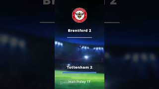 Brentford Vs Tottenham Hotspurs English Premier League Matchday 17
