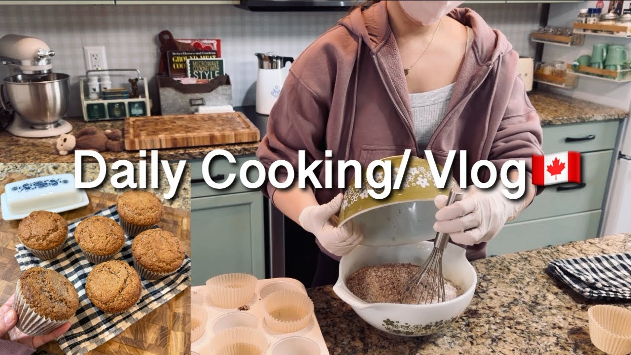 【カナダ暮らしと家庭料理🇨🇦】お弁当作りしながら前回動画の謝罪/ブランマフィン作り/チキンとパプリカのクリーミーオルゾー/おまけ動画🏑
