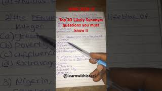 JAMB 2026 Likely Synonym questions you must know