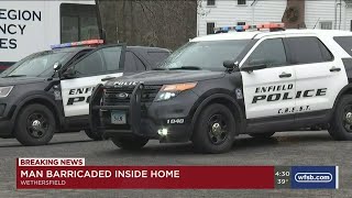 VIDEO: Man barricades himself inside Wethersfield home