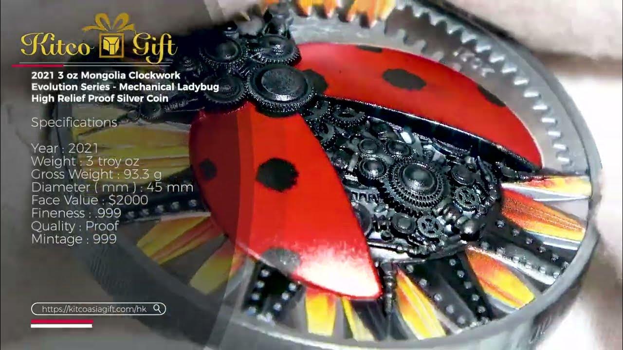 2021 3 oz Mongolia Clockwork Evolution Series Mechanical Ladybug High