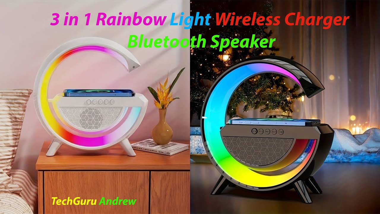 3 in 1 Rainbow Light Wireless Charger Bluetooth Speaker 
