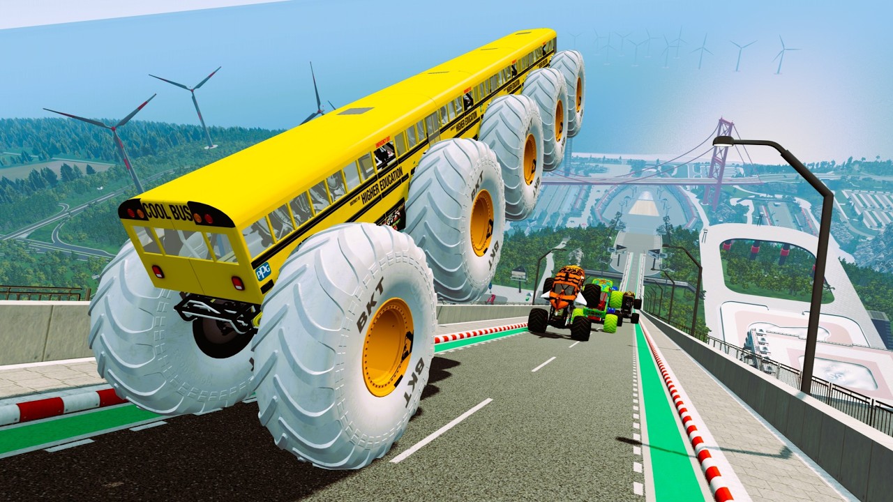 Epic #19    High Speed monster trucks jumps Small & Big   | Vehicles Monster Car