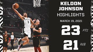 Highlights: Keldon Johnson's 23 Points, 21 Rebounds vs. CLE | 3.19.2021