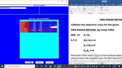 TWO PHASE METHOD using TOra