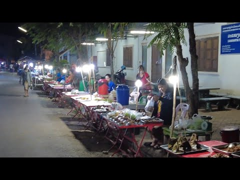 Luang Namtha Night Market Walking Tour 4K60 | Street Food Tour Laos Unseen provinces