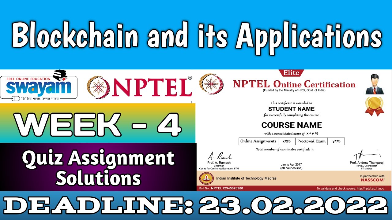 blockchain and its applications nptel assignment 4 answers