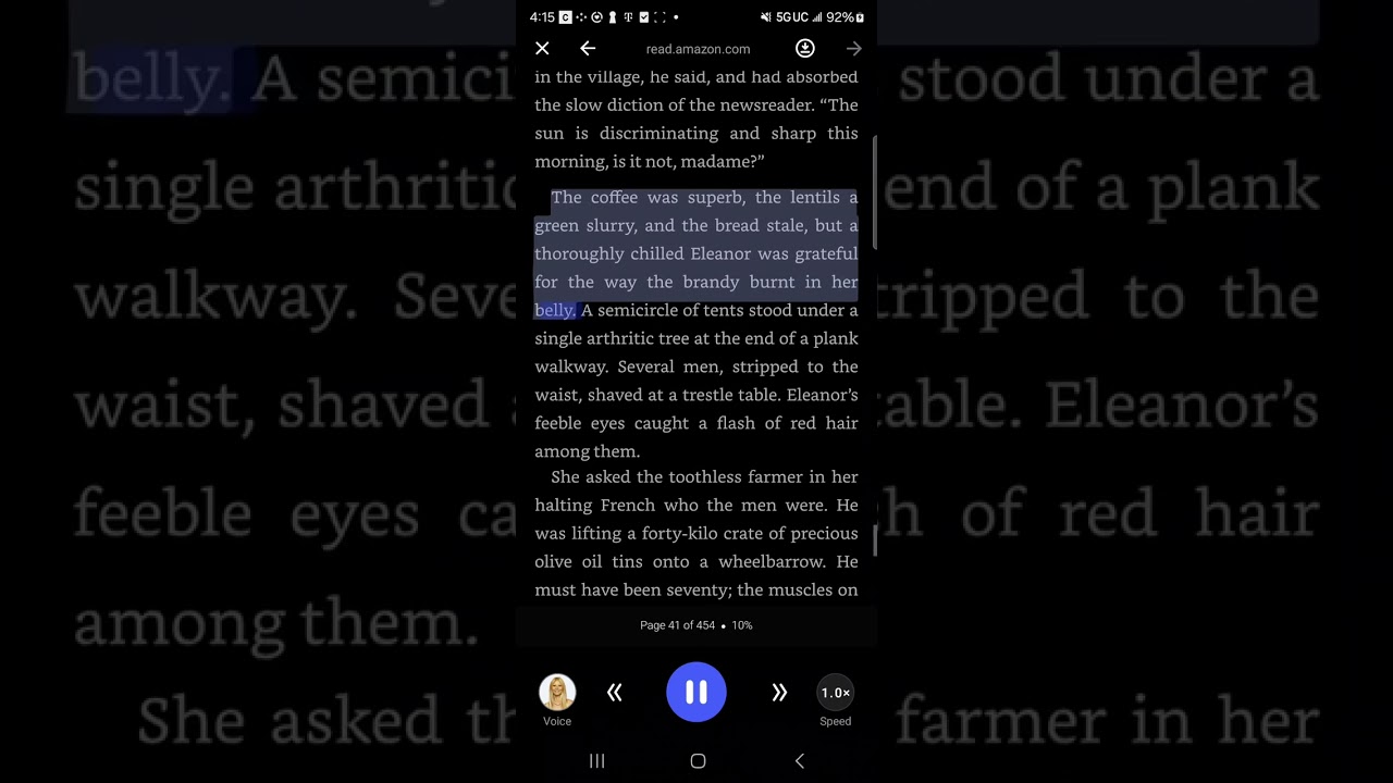 The Witness Tree Act 5 Kindle scrolling text with Speechify audio.
