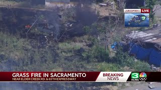 Grass fire burns in south Sacramento
